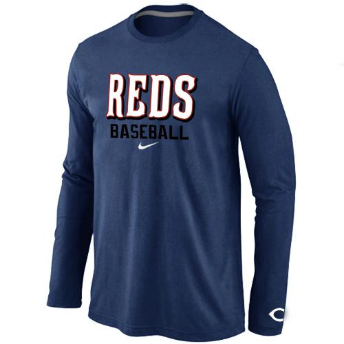 Cheap Nike Cincinnati Reds Long Sleeve MLB T-Shirt D.Blue For Sale